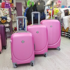 Набор дорожных розовых пластиковых чемоданов 3 в 1 - маленький, средний и большой (DM10052200BR)