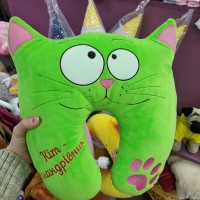 Дорожня подушка зелена салатова Кіт мандрівник (DM22001412KZ)