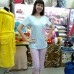 Комплект футболка с бриджами ночной хлопковый трикотажный голубой розовый женский Турция Котик (DM2002332MM)