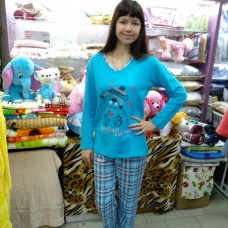 Пижама хлопковая голубая с брюками женская Турция (DM20051MM)
