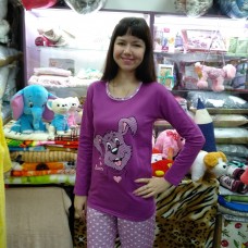 Пижама хлопковая фиолетовая с брюками женская Турция (DM2006MM)