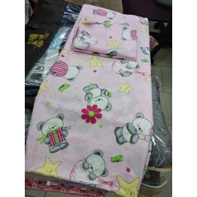 Комплект постельного белья детский в кроватку Панда розовый на резинке (DM1101407TT) 