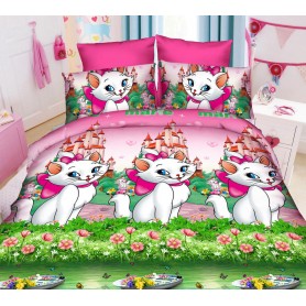 Постельное бельё детское для девочки розовое Кошечка Мари 150*220 хлопок (DM6856KR) 
